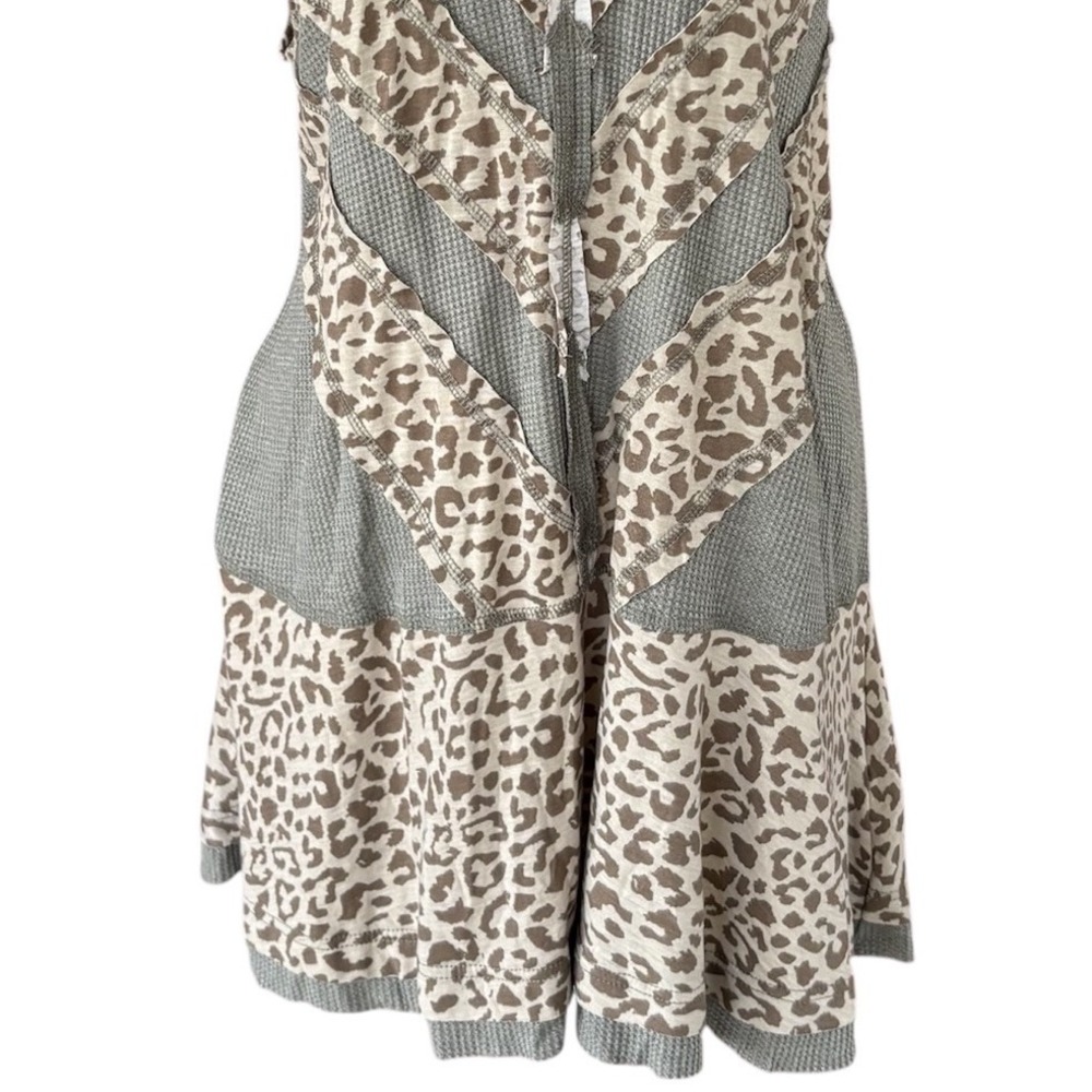 Pol Leopard Print Sleeveless Dress Womens L Boutique Olive Cheetah Patchwork NWT - Picture 3 of 7